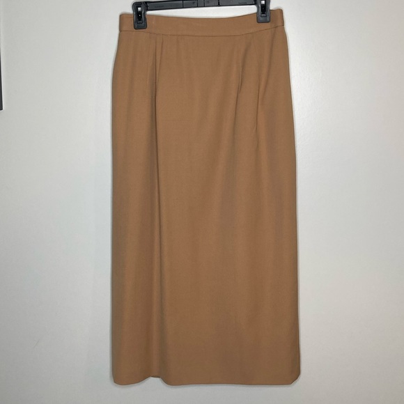 Jos A Bank Vintage 90s Wool Camel Button Down Midi Skirt S - Picture 2 of 3